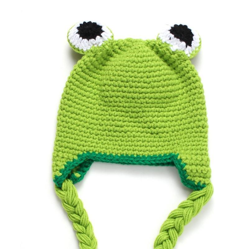 Fun Frog Eyes Baby Costume Hats Christmas Gift Warm Soft Crochet Bucket Hat