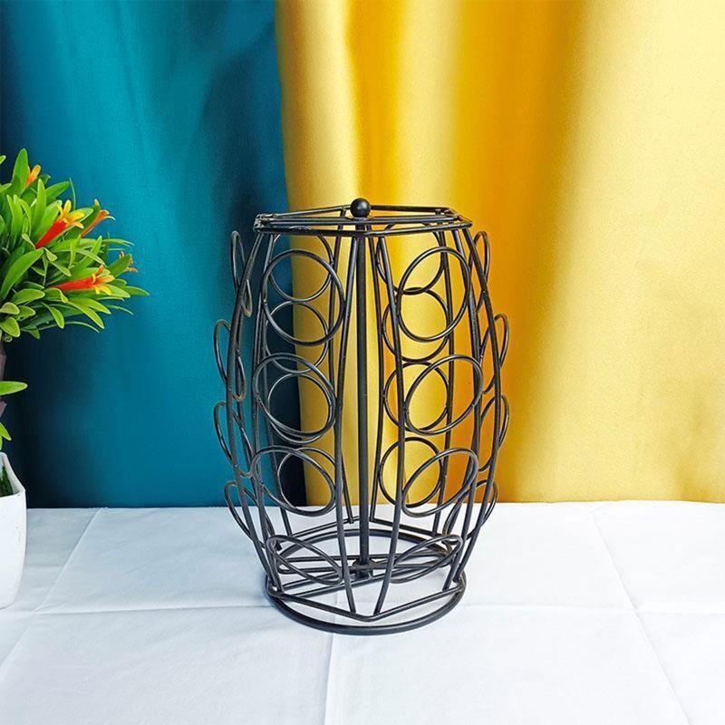 360 Degree Rotating Metal Coffee Capsule Storage Rack Pods Holder Stand