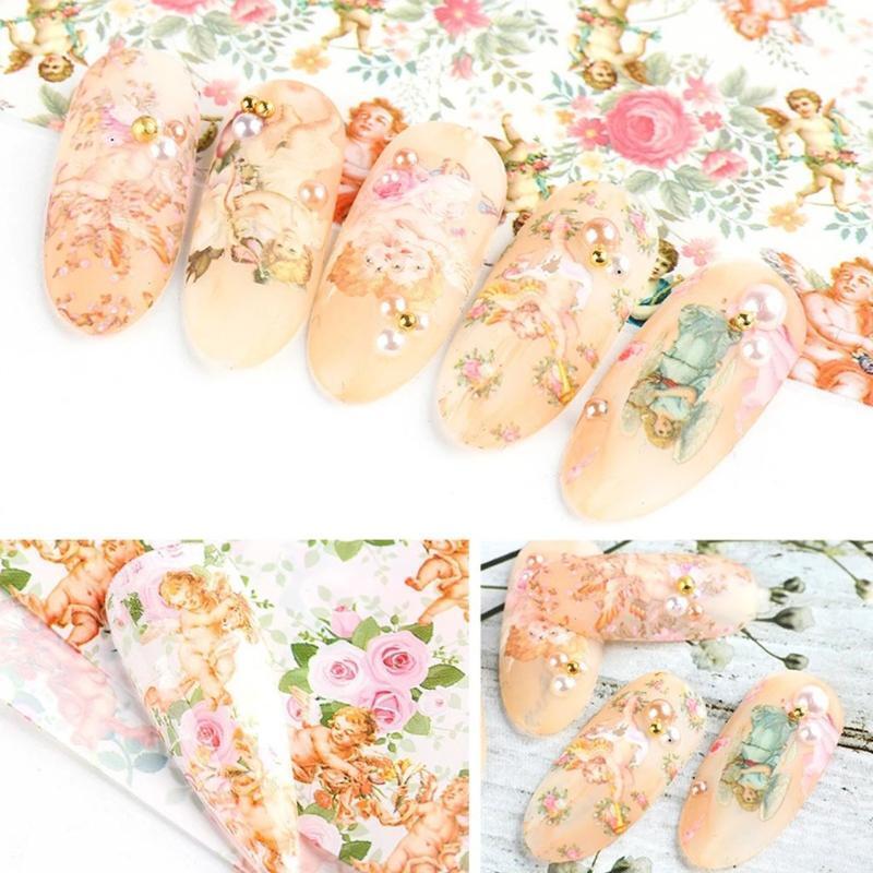Angel Paper Colorful Nail Transfer Foils for Women Girls Fingernails Toenails