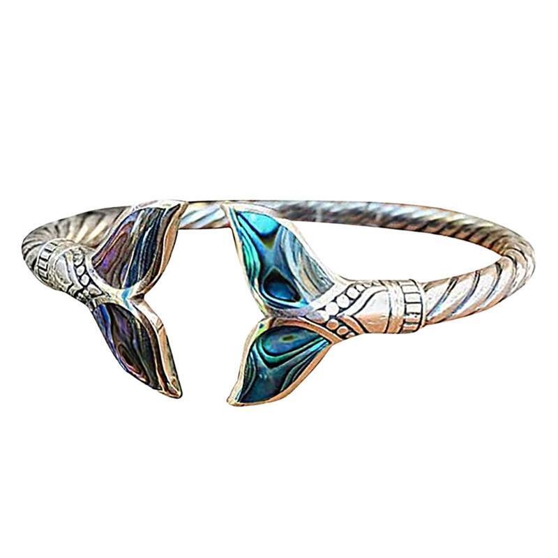 Abalone Shell and Fish Tail Ring Open Ring for Women Men Valentine's Day Gift