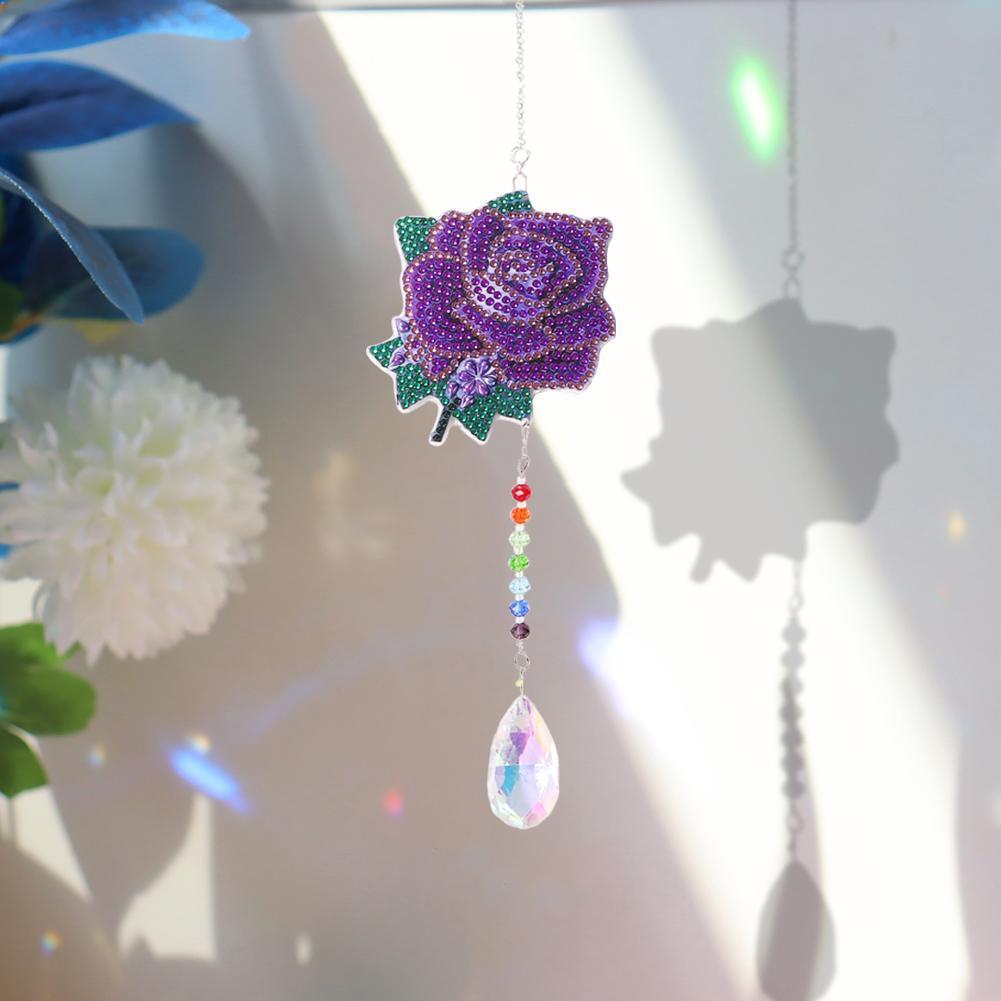 Diamond Drill Rainbow Collection Hang Crystal Prisms Wind Chime (Rose)