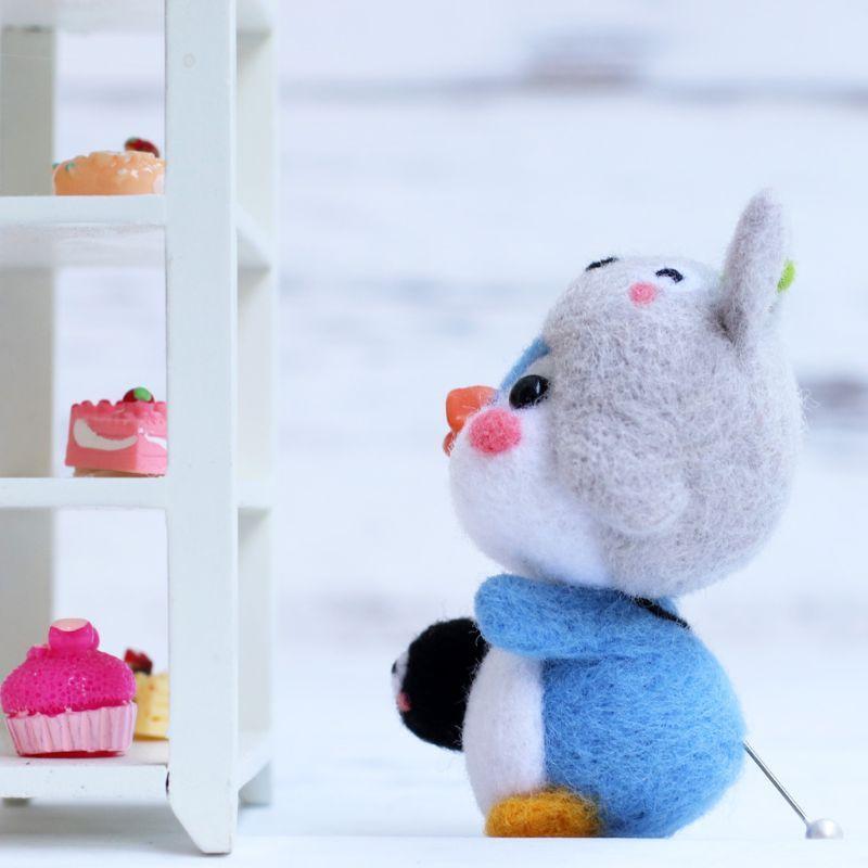 Penguin Wool Felt Crafts DIY Unfinished Poked Set Handcraft Needle Material Bag
