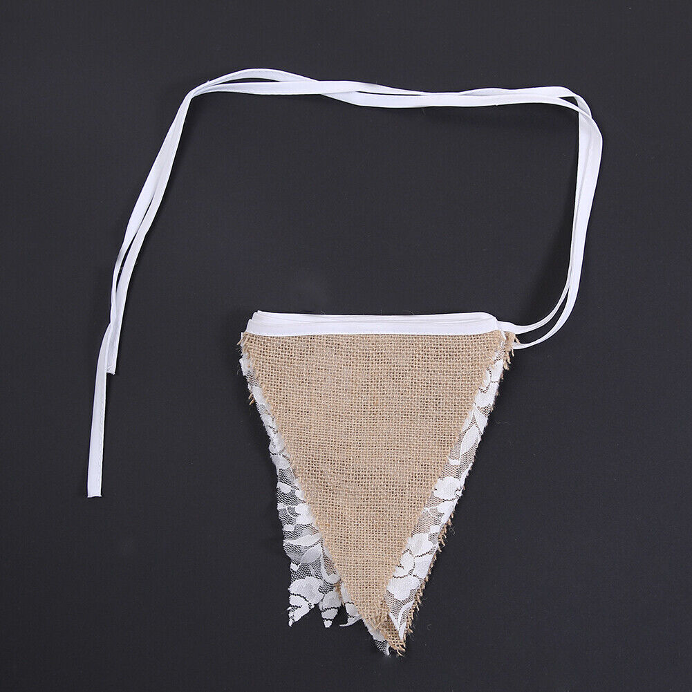 12 Flags Rose Leaves White Lace Party Wedding Pennant Bunting Banner Decor-