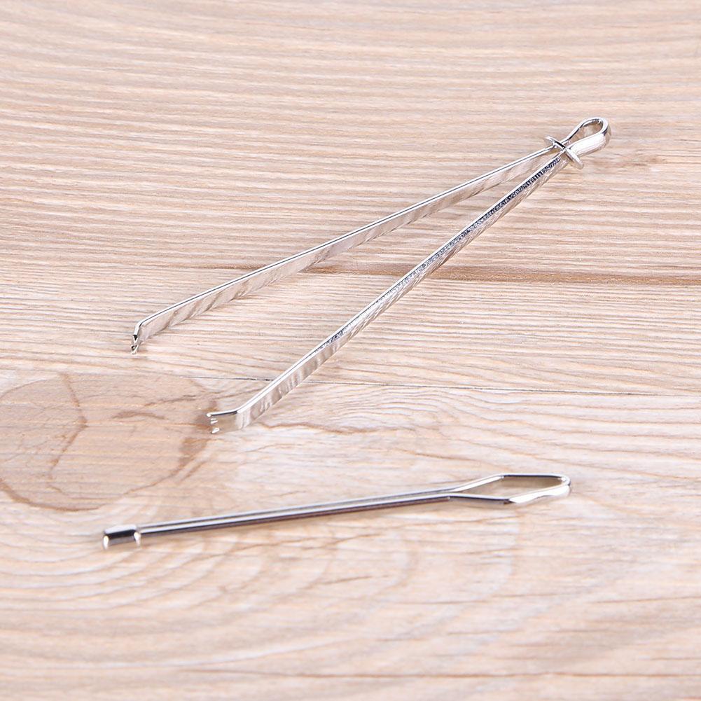 2pcs/set Stainless Steel Cited Clips Elastic Belt Wearing Rope Weaving Tool