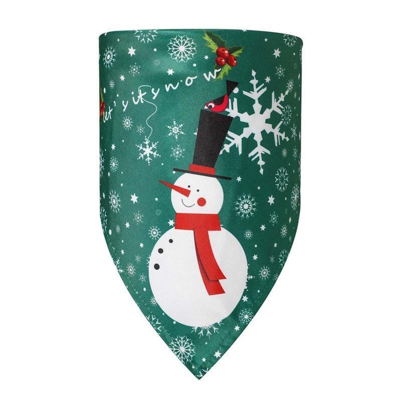 6 Pcs Christmas Element Print Washable Dog Triangle Bibs Pet Kerchief Scarf