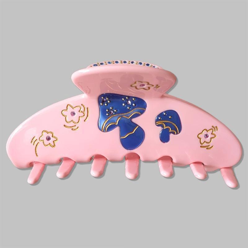 Women Girls Hair Claw Clips with Cartoon Mushroom Decors Women Hair Jaw Clamp