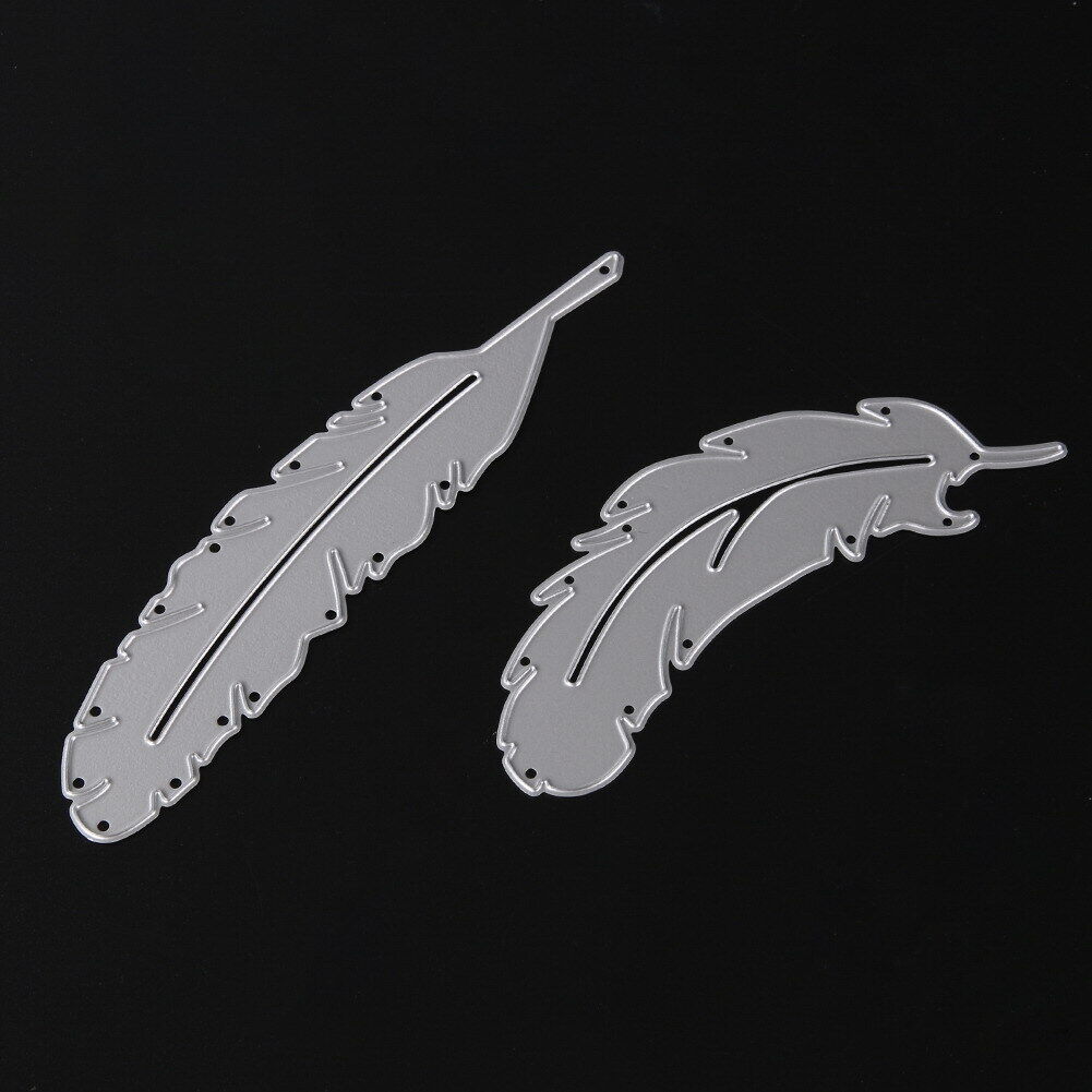 2 Pcs Metal Feather Cutting Dies Stencils DIY Scrapbooking Paper Card