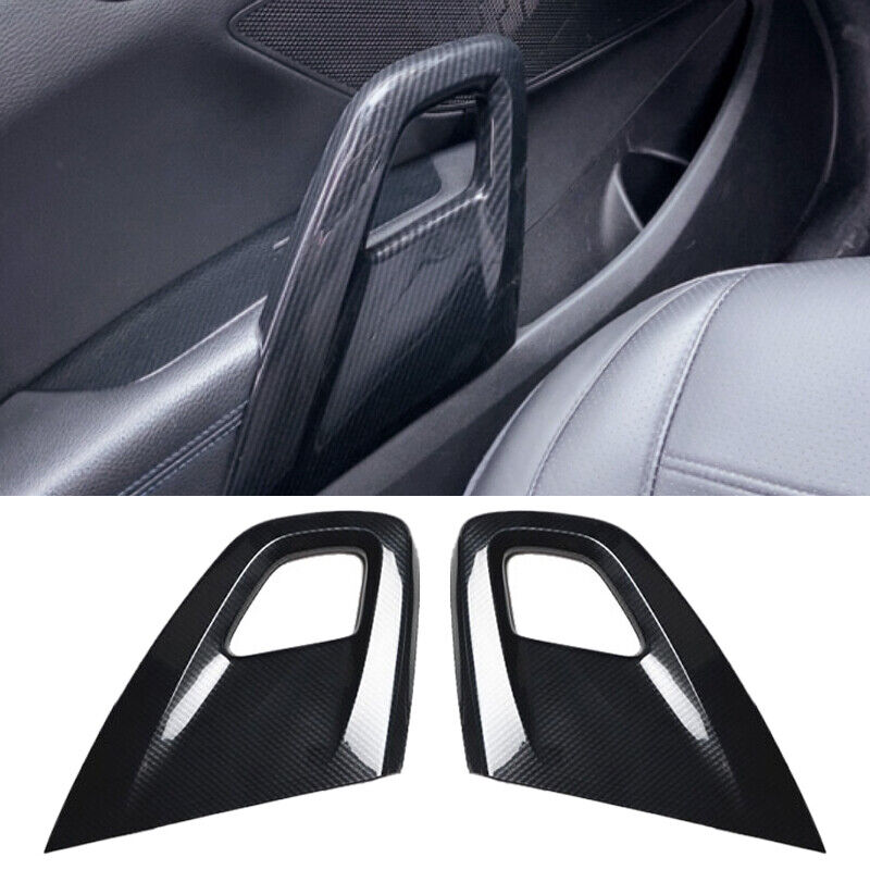 2x Carbon Fiber Grain Door Armrest Panel Trim Cover Fit For Hyundai Veloster