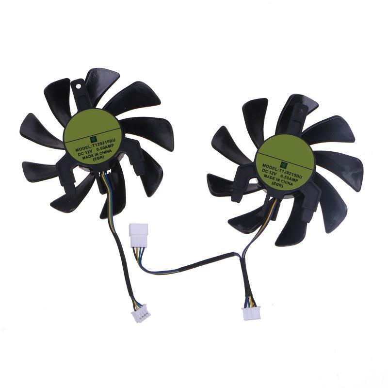 2PCS 85MM Graphics Card VGA Fan T129215BU 4Pin 12V 0.5A Cooler Fan for Sapphire