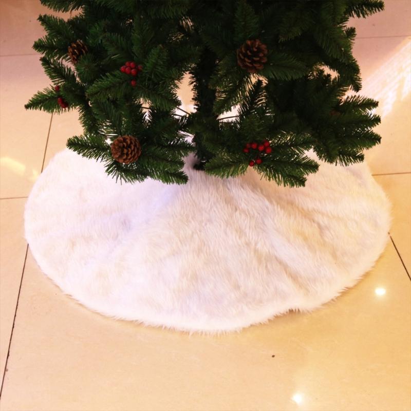 30.7 Inches Christmas Tree Skirt White Luxury Faux Fur Tree Ornaments Decoration