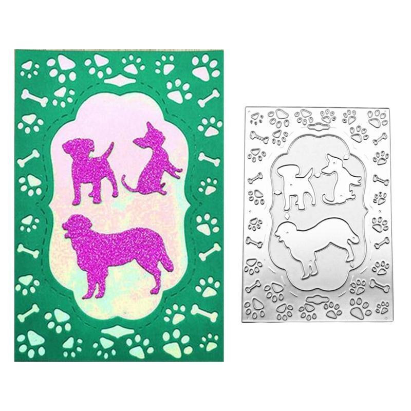 Cat Dog Bone Footprint Metal Cutting Dies Stencil Scrapbooking DIY Album Stamp
