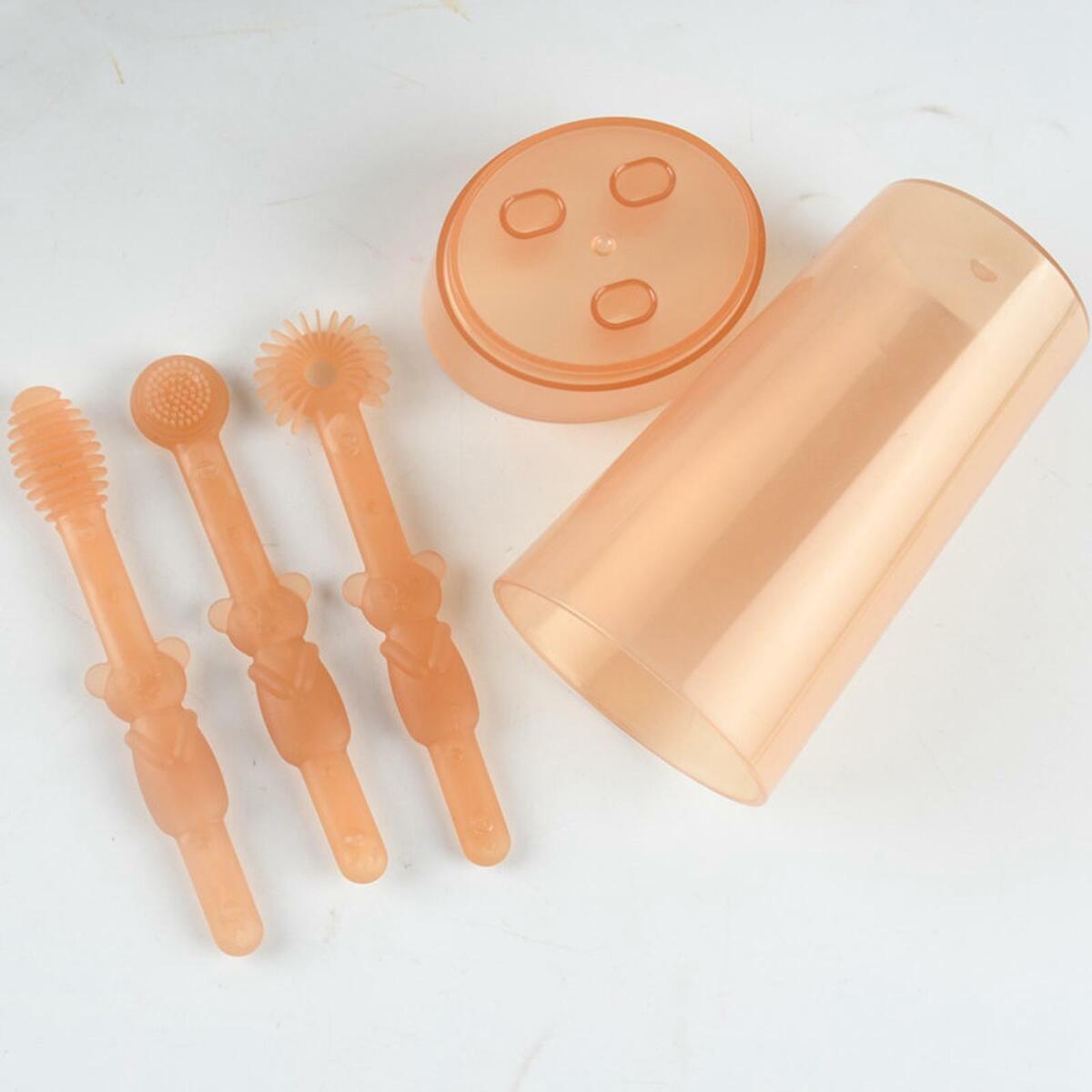 3x Toddler Toothbrush Set Soft Bristles   for 0-18 Months Old Baby