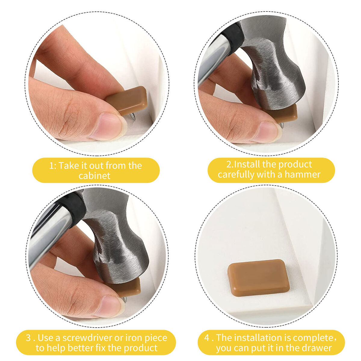 Tack-in Drawer Glides Set Sliding Nail Furniture Drawer Tack Glide (60pcs)