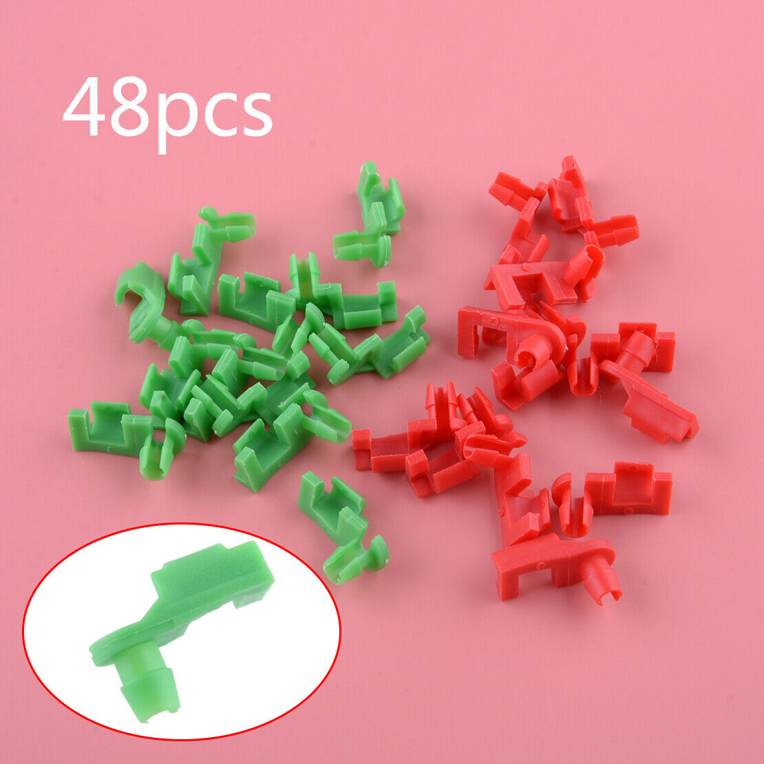 Nylon Car Door Lock Rod Clips Fasteners Retainer Rivet Red Green (24pcs Each)