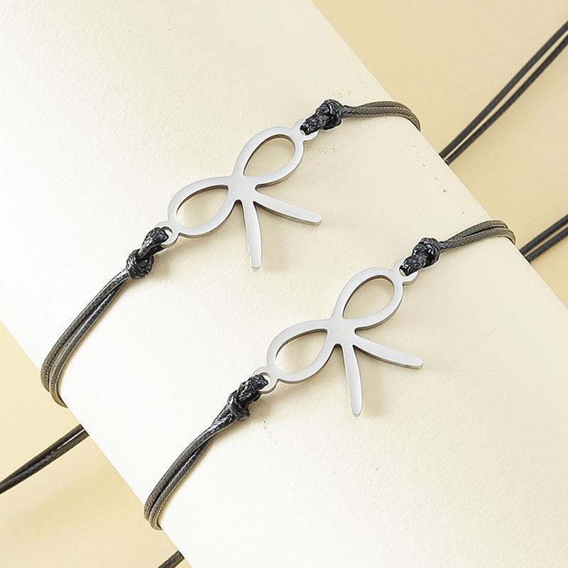 2x Girls Jewelry Bow-knot String Charm Bracelets Sister Bracelet Friendship Gift