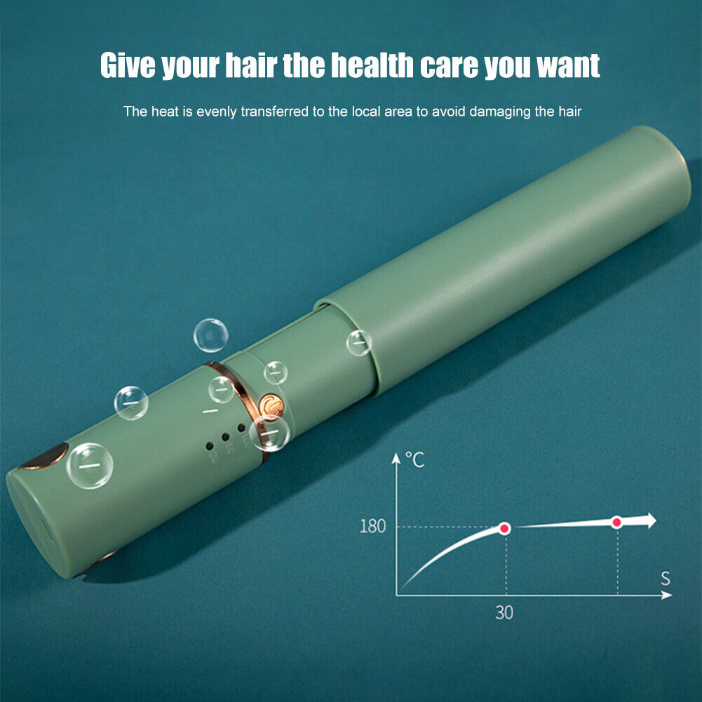 Portable USB Recharge Cordless Curling Iron Hair Mini Splint (Matcha Green)