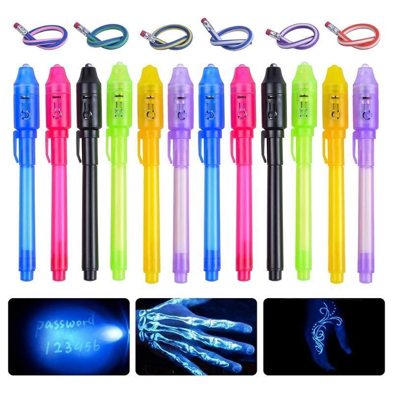 Colorful Invisible Ink Pen Magical Ink Pen with UV Light Xmas Gift Bags Filler