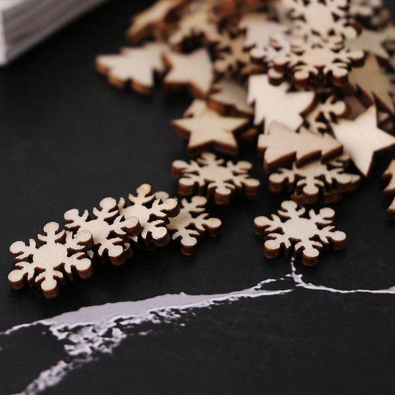 50 Pcs Christmas Wooden Slices Kit Xmas Tree Hangings Party Props Supplies
