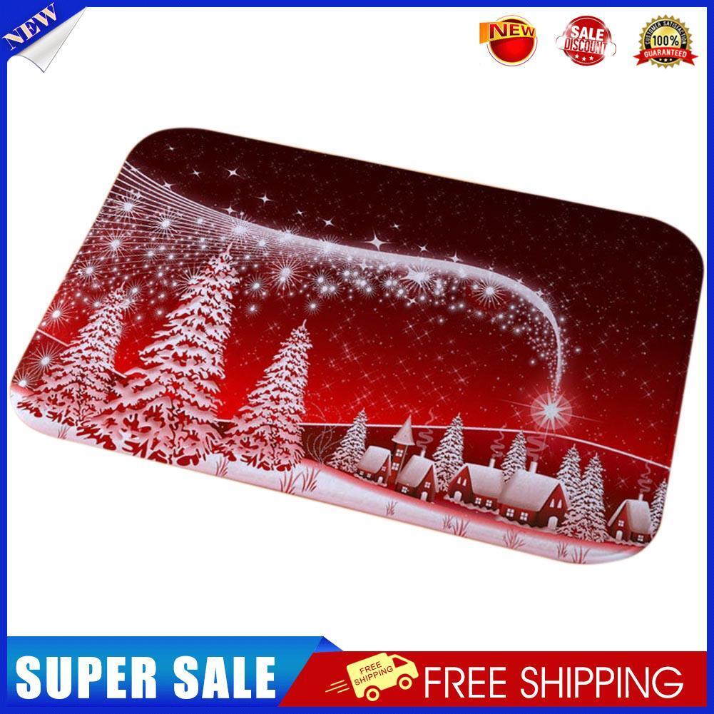 Anti-slip Floor Carpet Flannel Door Mat Xmas Home Party Decor (Snow Scene)