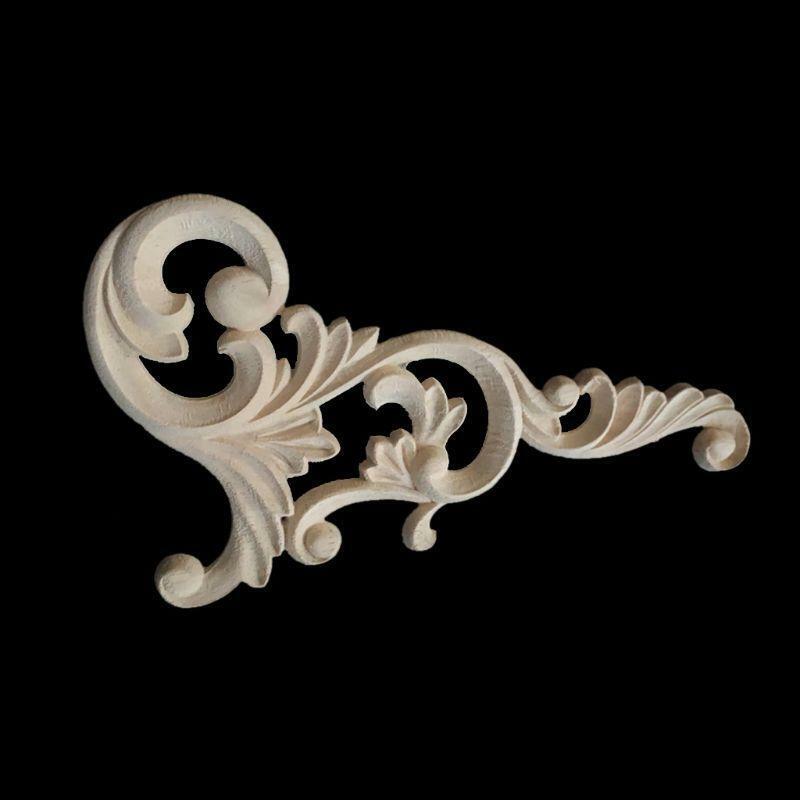 4 Pack Door Window Unpainted Wood Carved Corner Onlay Applique Frame Furniture H