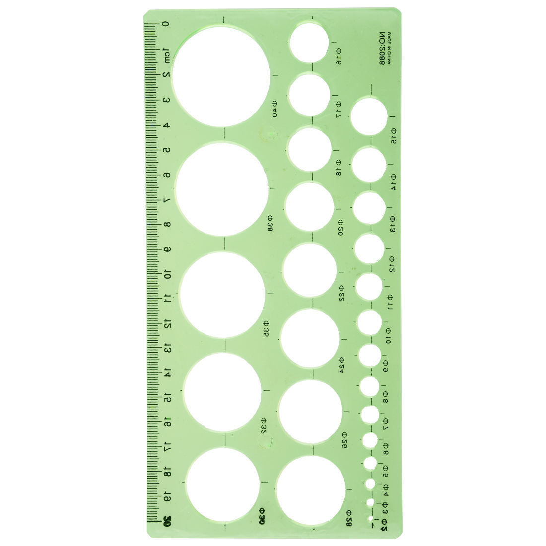 Green Plastic Students Rectangle Shape Drawing Circle Template Ruler SH