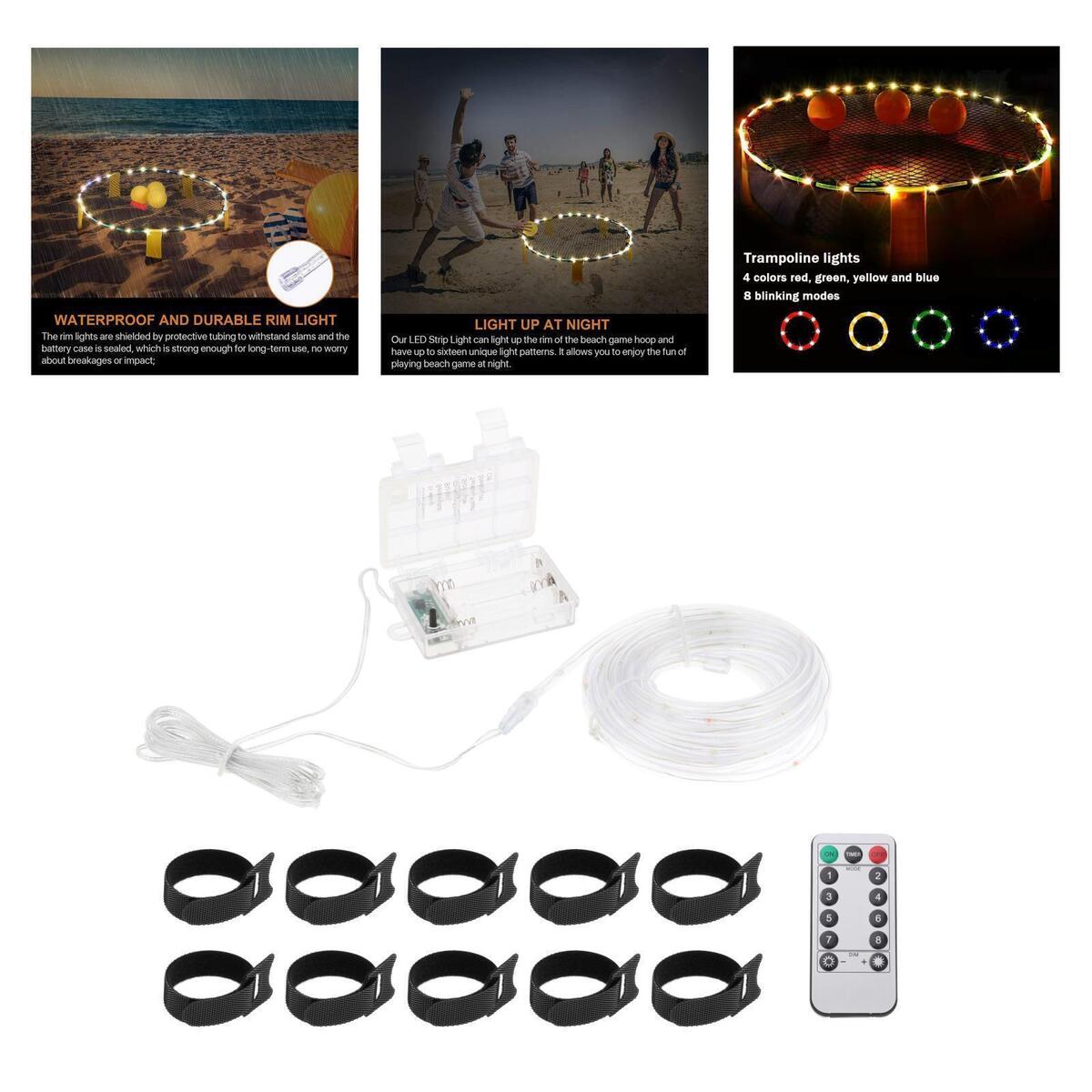 LED Trampoline Lights Rope String Strip Lights Battery Operated Outdoor