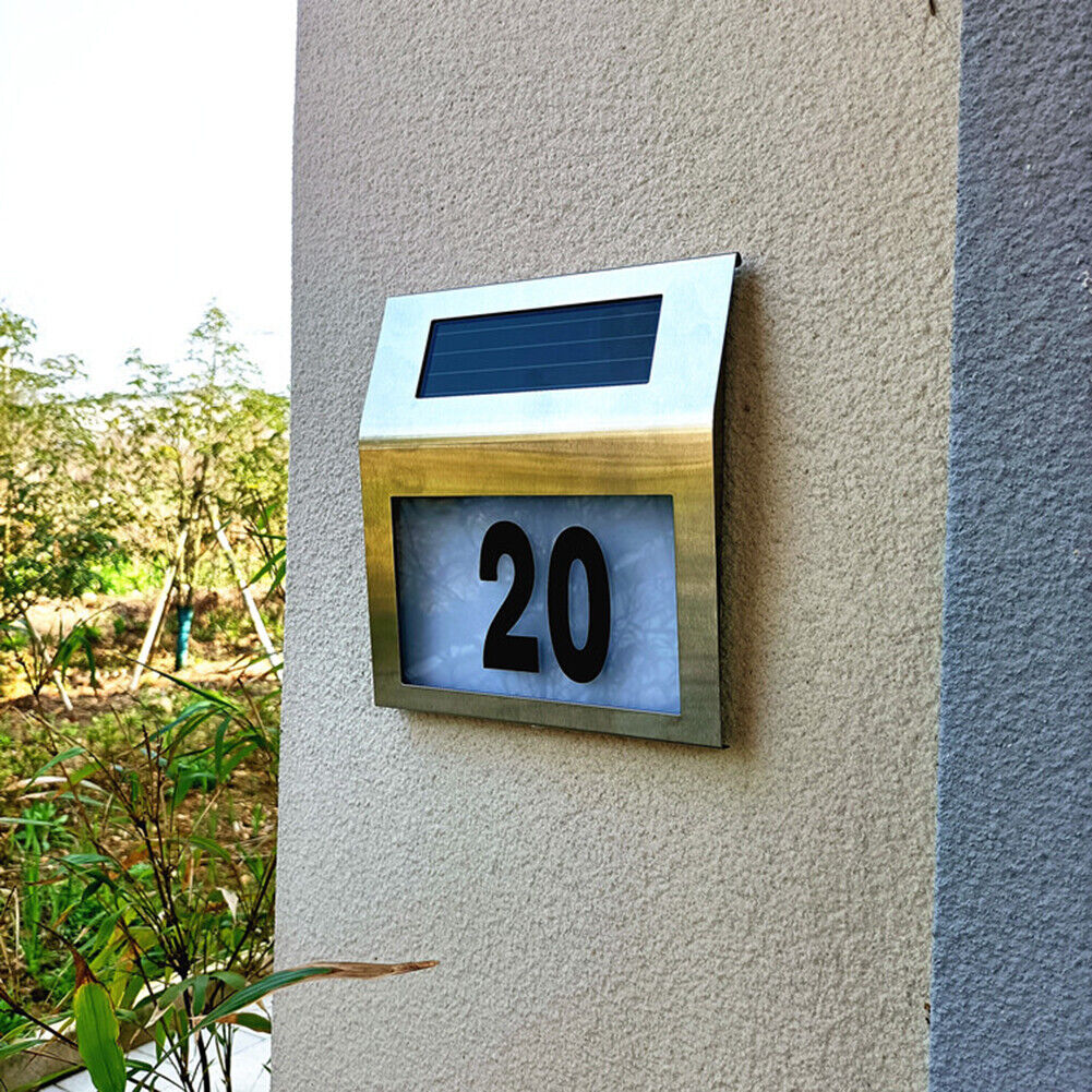 House Number LED Solar Lamp Waterproof Outdoor Address Number Sign Light