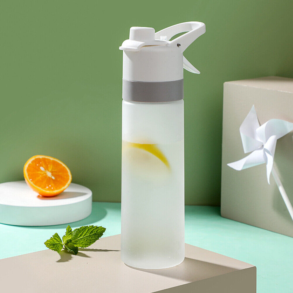 650ML Spray Water Bottle with Handle Plastic PC Frosted Space Cup (White)