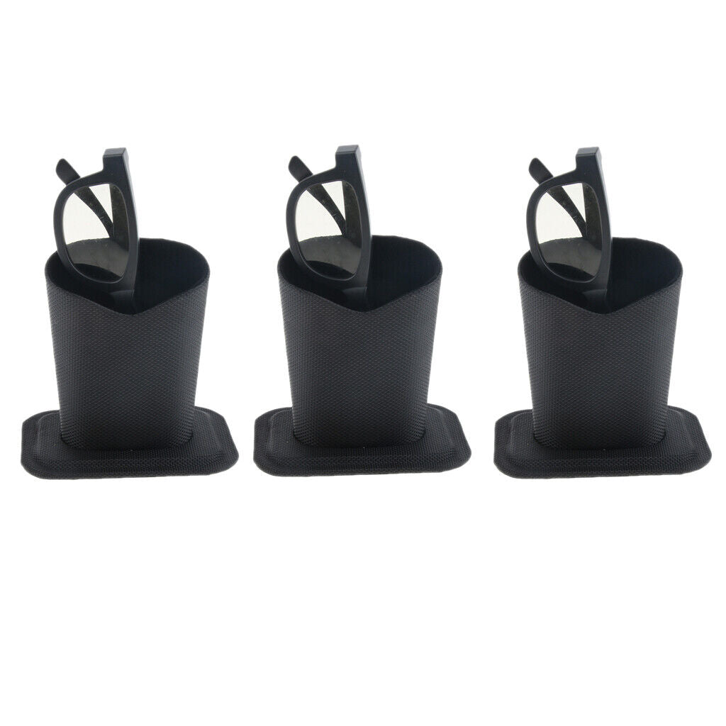 Set of 3 Anti Scratch Eyeglass Holder Stand Upright Glasses Case Black