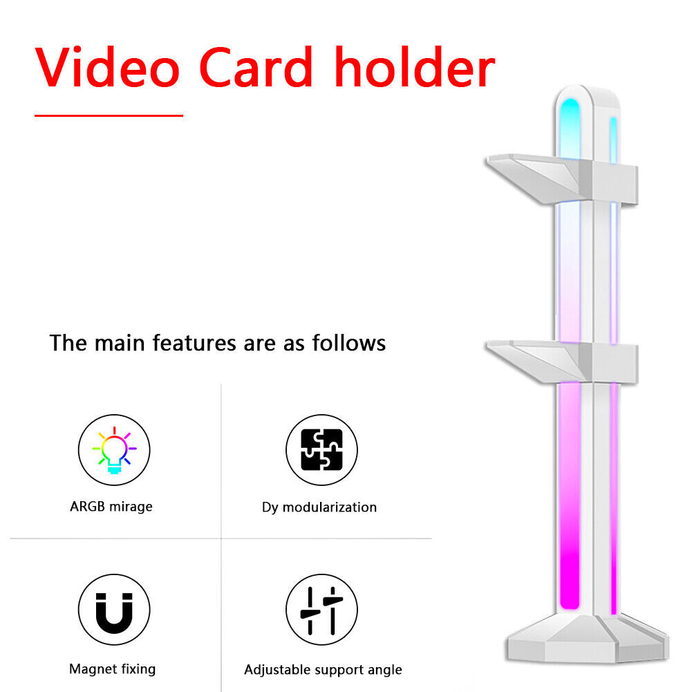 Graphics Card Stand 5V 3Pin ARGB Video Card Bracket for Motherboard (White)
