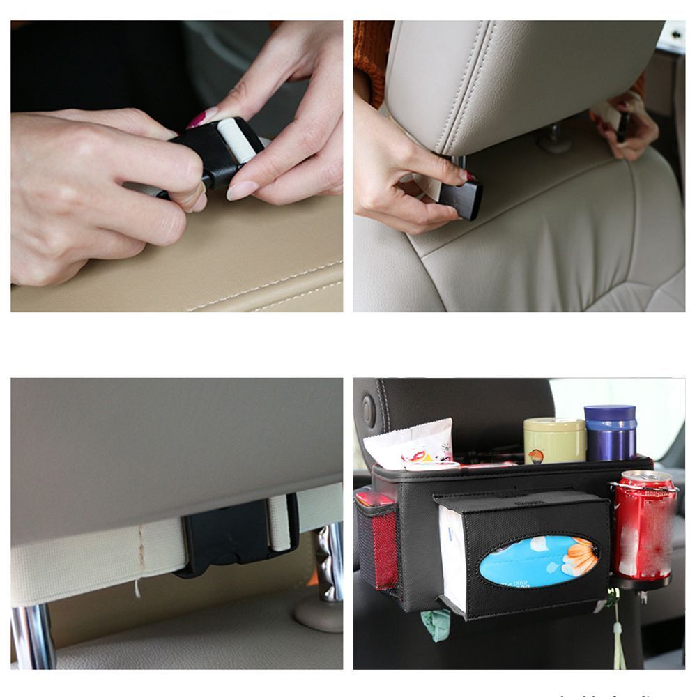 Universal Seat Back Pocket Tissue Box Car Seat Storage Bag Auto Cup Rack