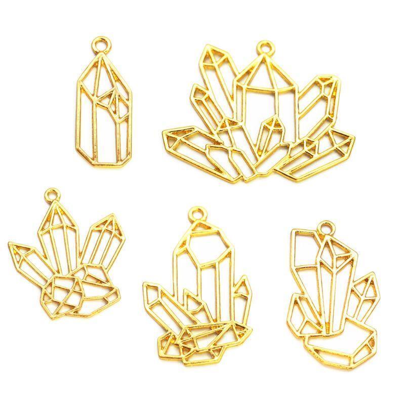 5pcs Open Bezel Setting Cluster Crystal Stone Metal Frame for DIY Jewelry Making