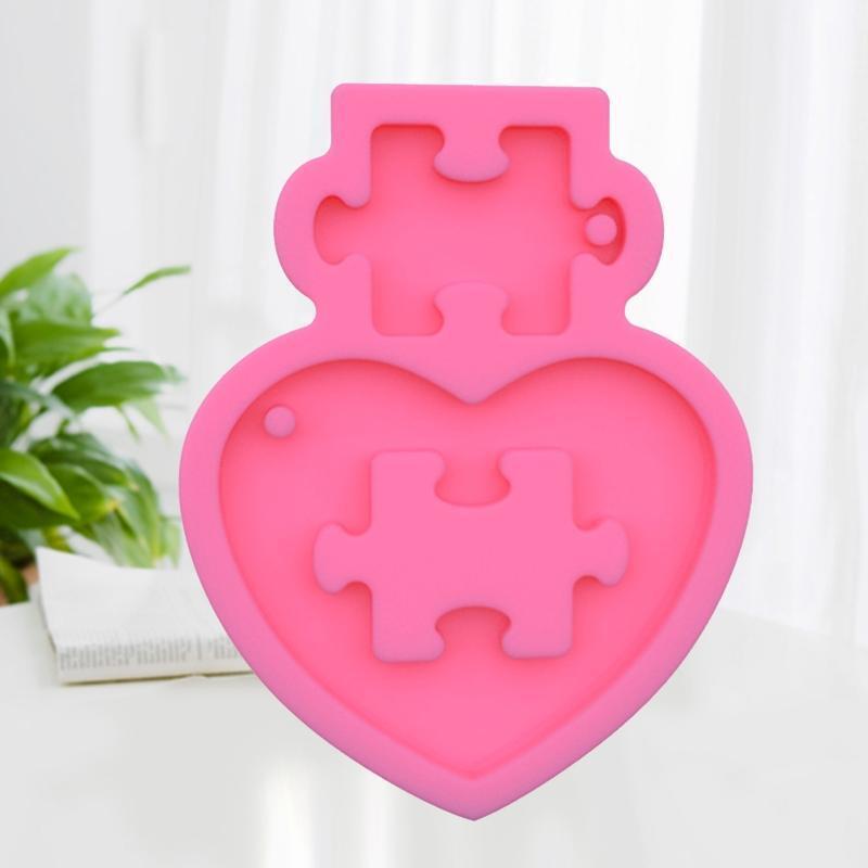 Handmade Couple Love Key Chain Casting Mold DIY Crafts Pendant Silicone Mould