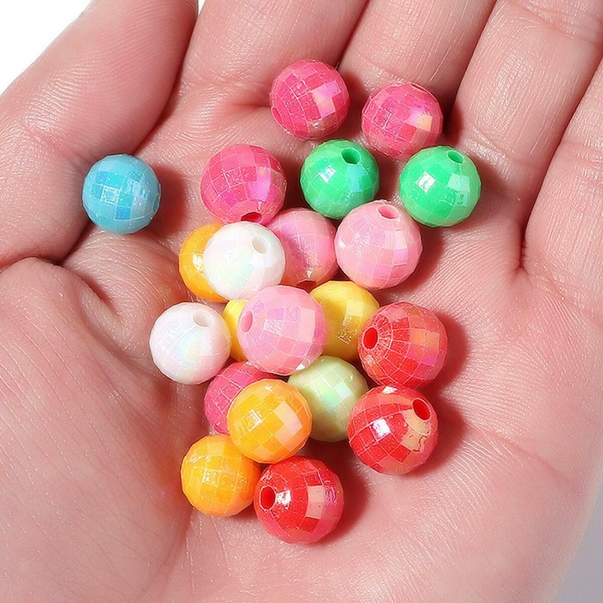 500 Pieces Plastic Spacer Loose  Bracelet Jewelry Making 10mm Charms