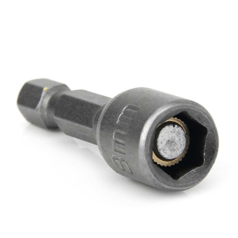 10 Pcs Magnetic Nut Driver Set 8mm 5/16" Socket Adapter Hex Drill Bit