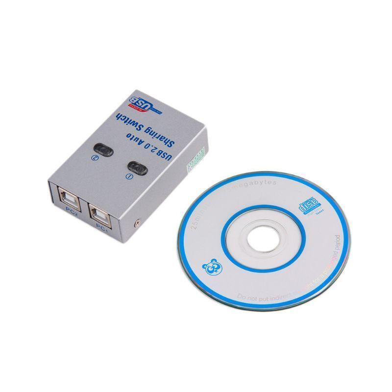 2 Ports USB 2.0 Auto Sharing Switch Hub Splitter Selector Switcher for Printer