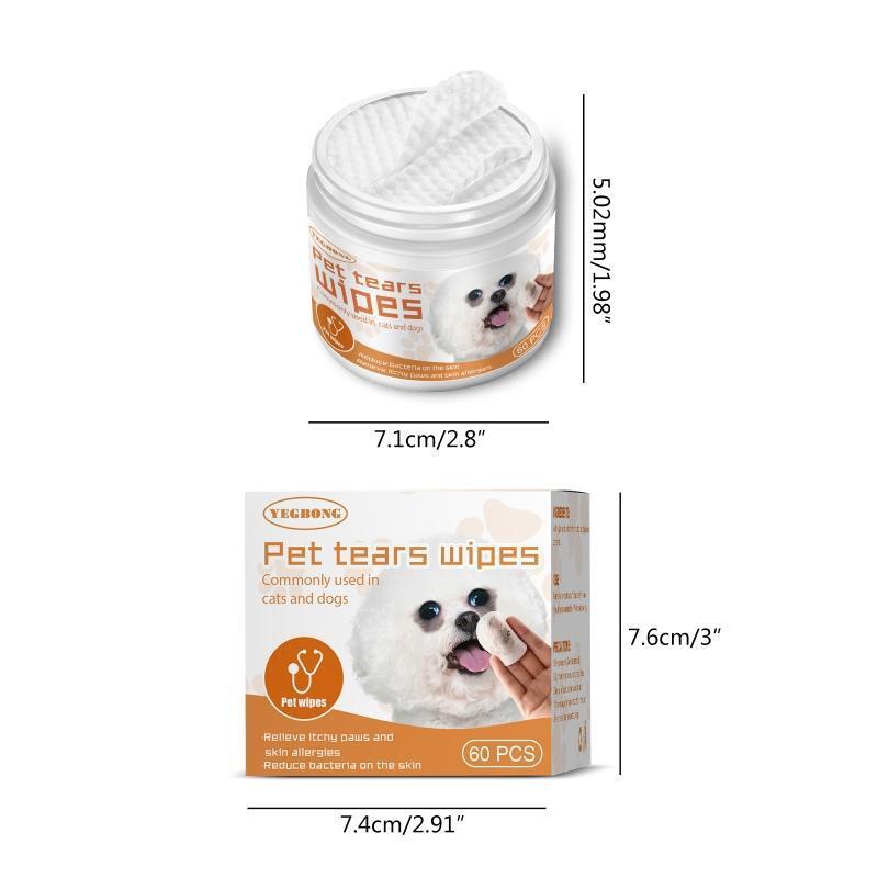 Pet Eye Wipes for Dogs and Cats Add Natural Plant Extracts 60-Count Soft Pads