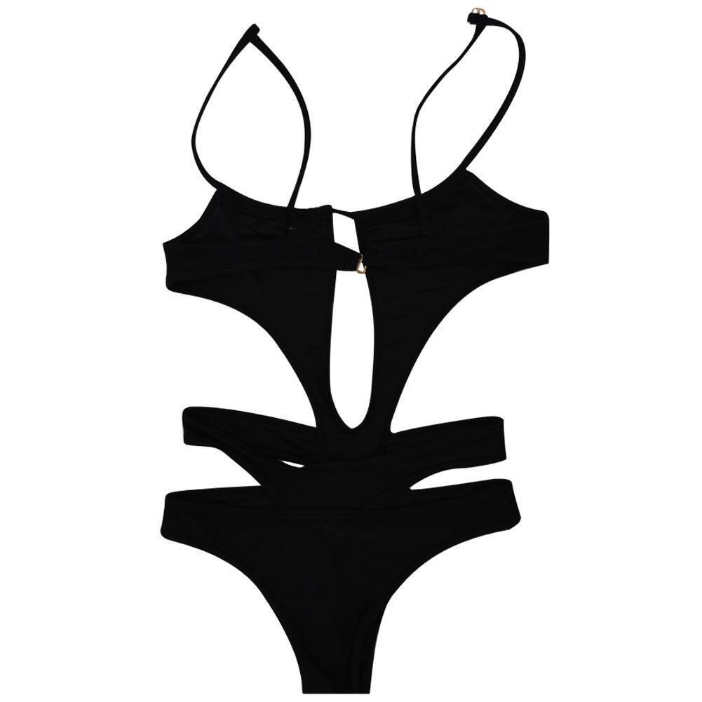 Women One Piece Swimwear High Cut Monokini Backless Swimsuit Bikini Set M