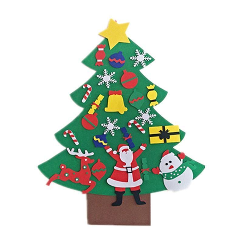 Baby Kids DIY Felt Christmas Tree with 30pcs Detachable Ornament Wall Door Decor