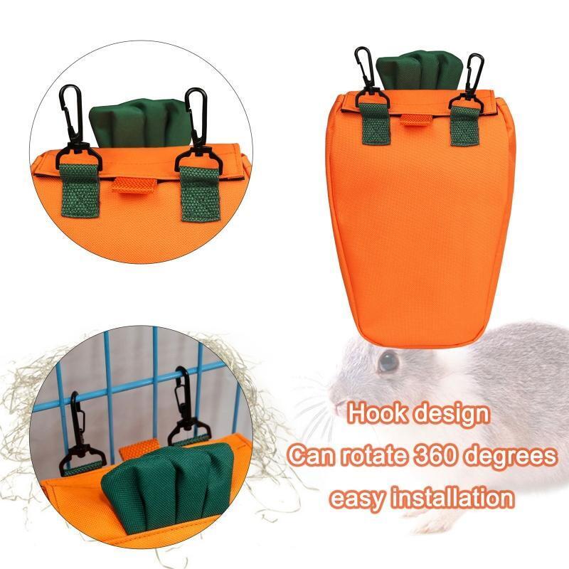 Rabbit Hay Feeder Carrot Shaped Bag Hanging Feeding Storage Sacks for Guinea Pig
