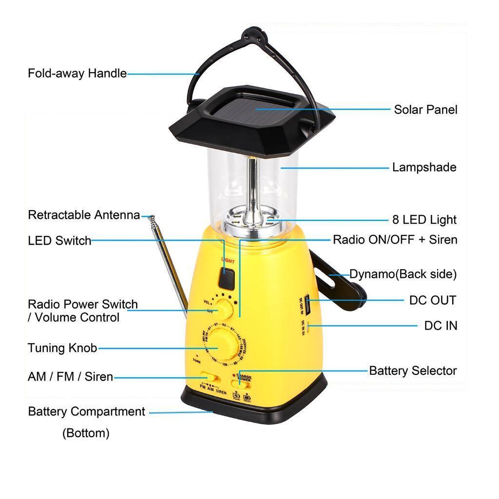 Outdoor  Weather Emergency Radio Solar Hand Crank Powered & LED Lights