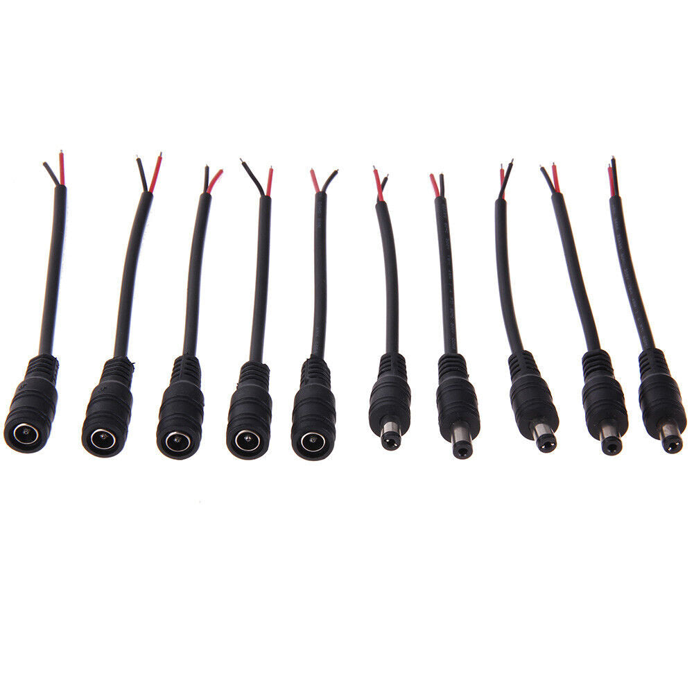 5pcs DC Connectors with Lock Buckle 5.5*2.1mm Male Female Jack Adapter