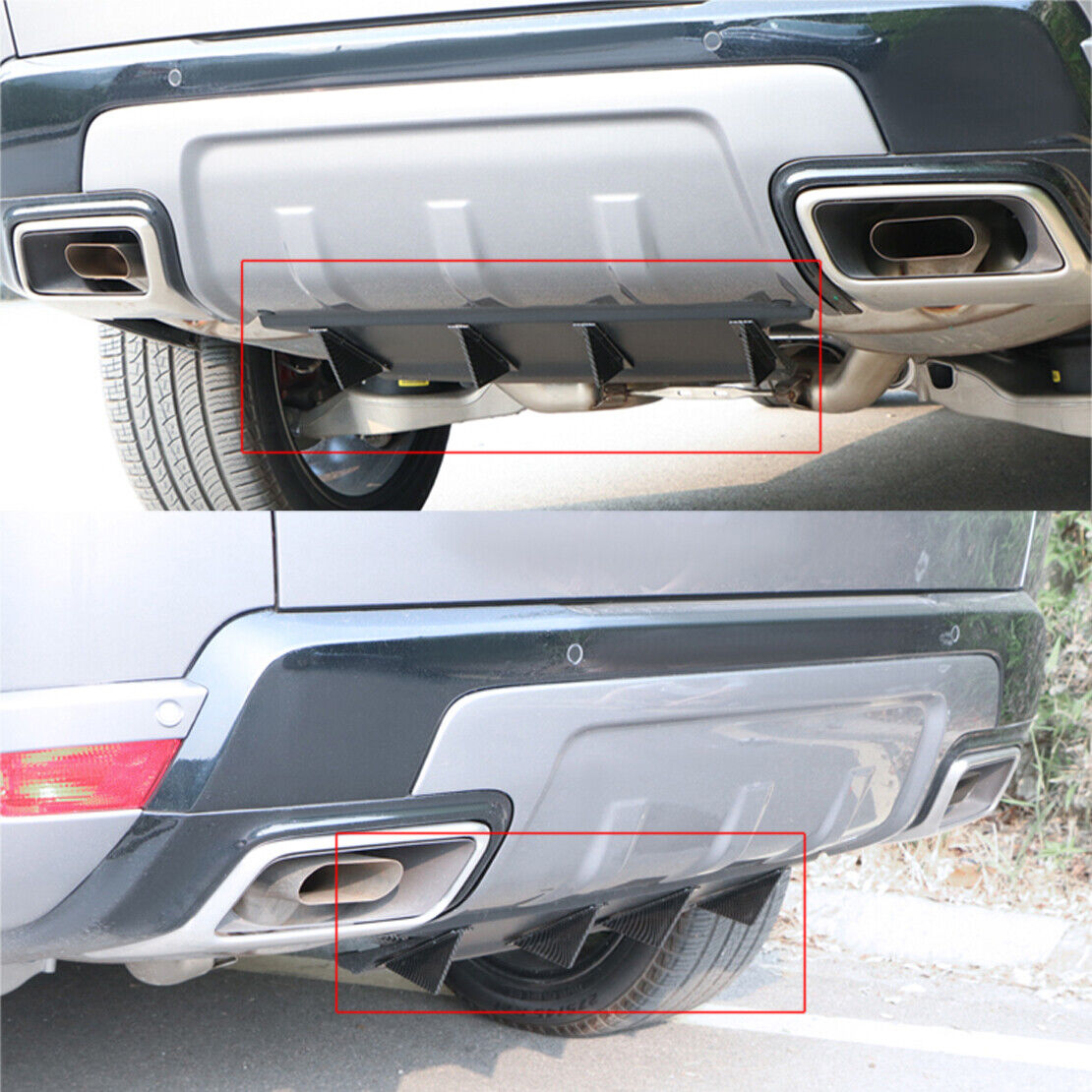4x Universal Rear Bumper Diffuser Spoiler Lip Splitter Shark Fin Trim Cap Acc