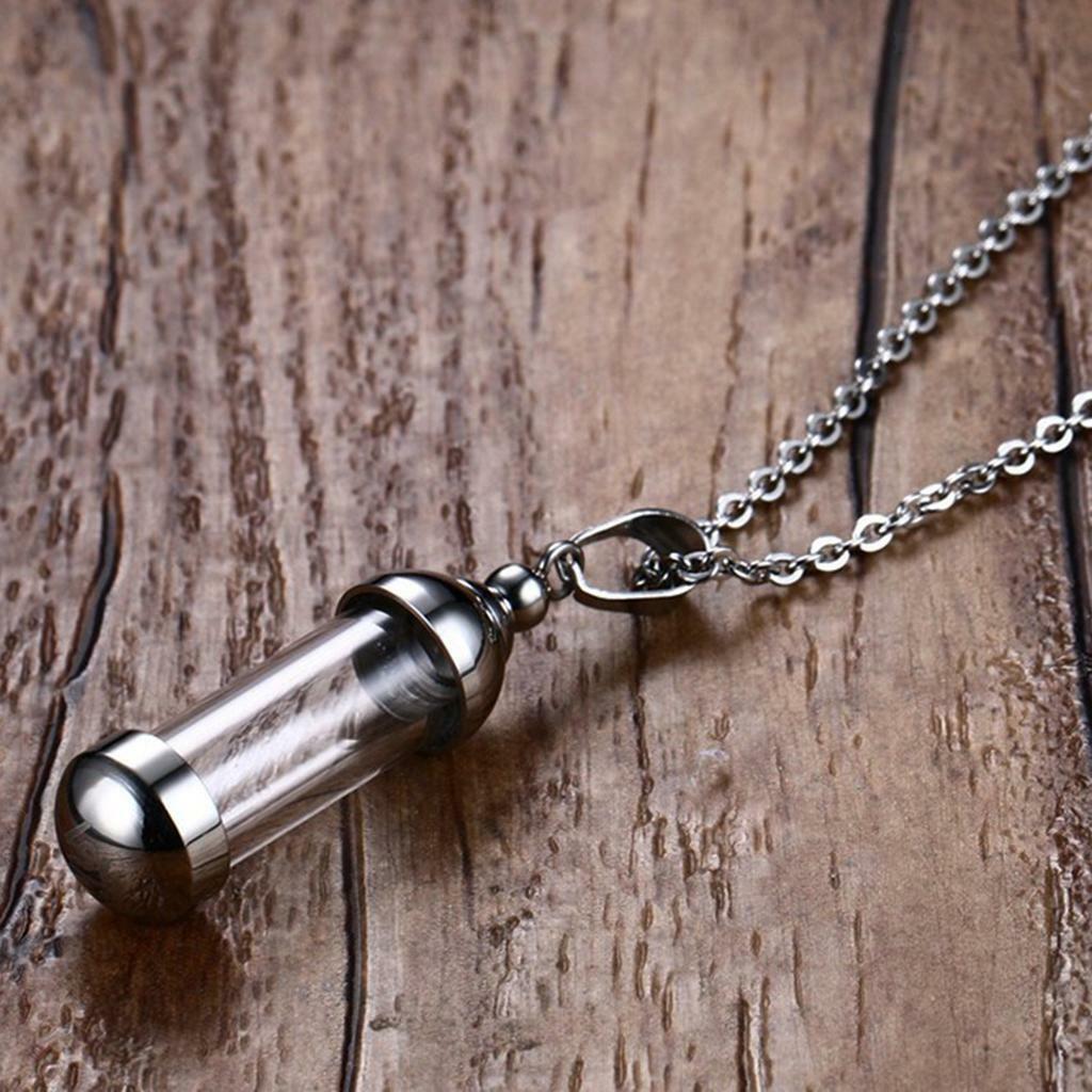 Stainless Steel Screw   Tube  Bottle Urn Vial Charms Pendant Necklace