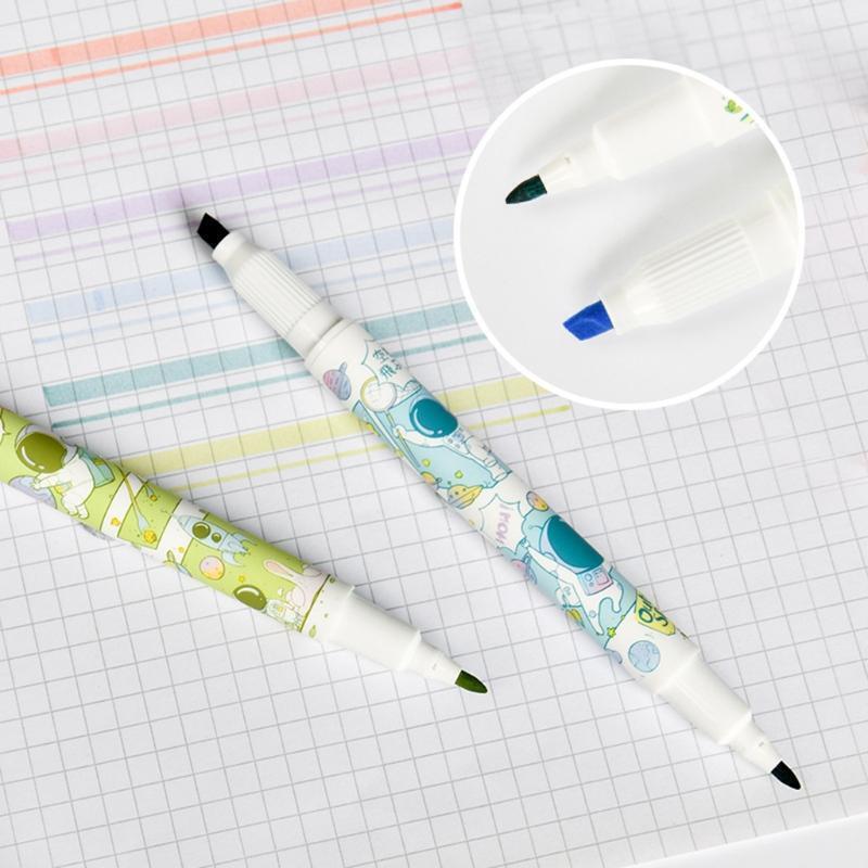 Wenxi Double Ended Highlighter Markers Plastic Pen Set for Students Taking Note