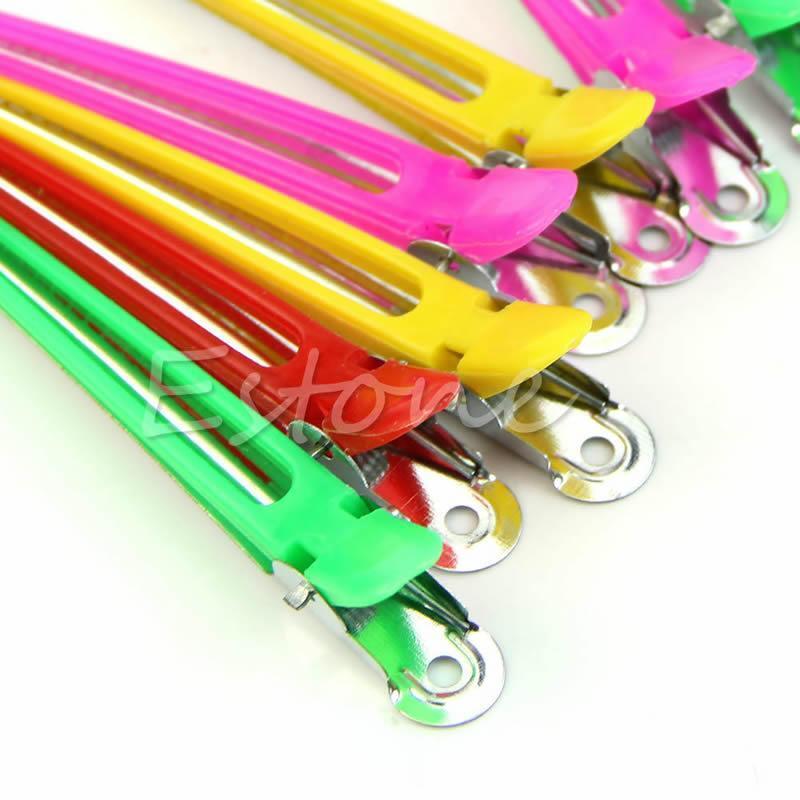 New 10 Pcs Colorful Hairdressing Sectioning Clips Clamps Hair Salon Styling Grip