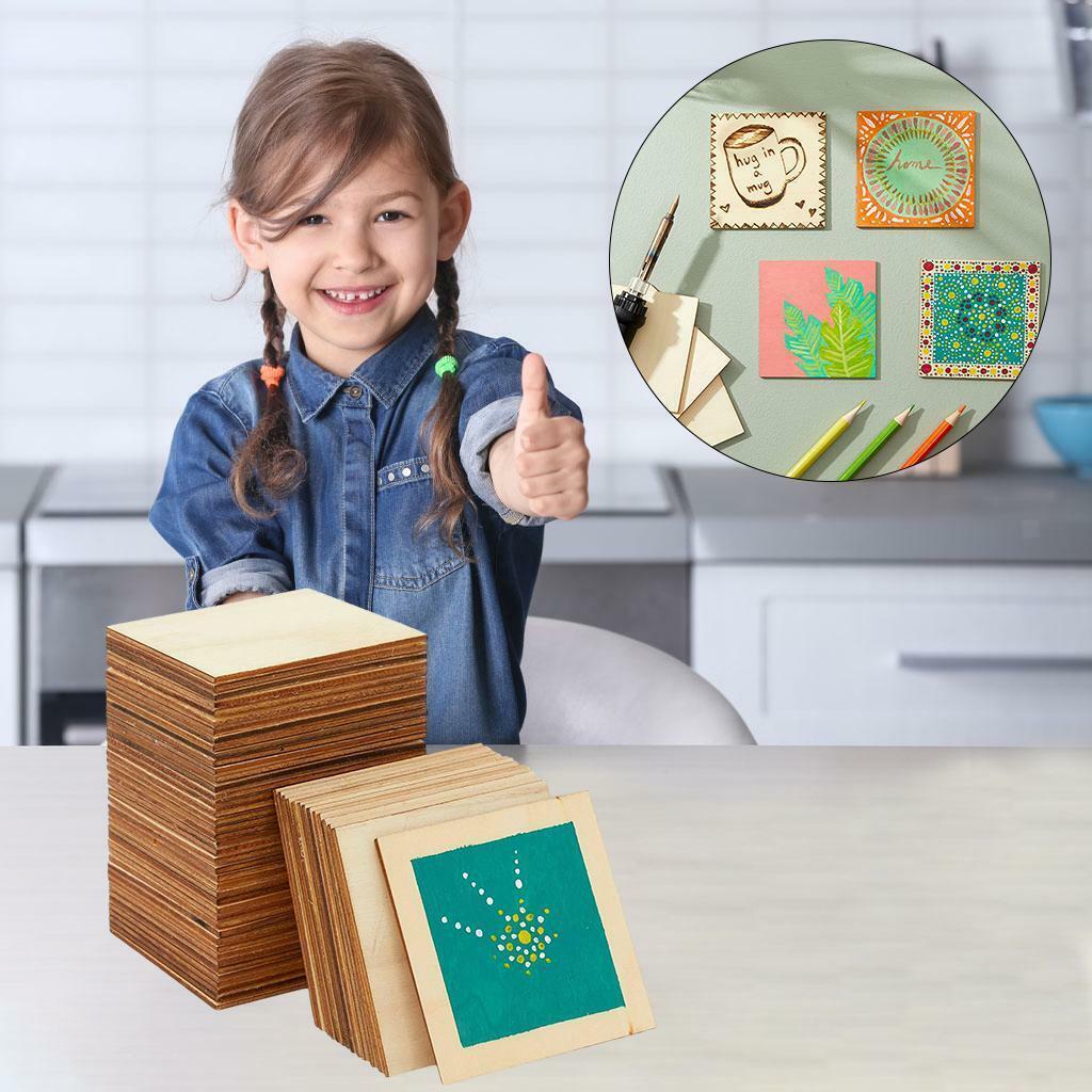 60 Pieces Unfinished Square  Pieces en Slices Holiday Christmas DIY