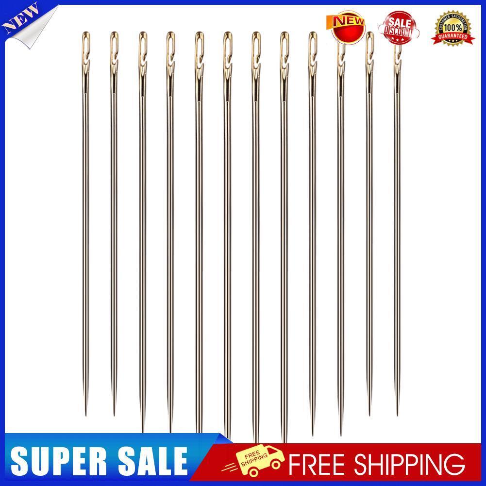 12pcs Stainless Steel Sewing Needles Set Self-Threading Embroidery Tools