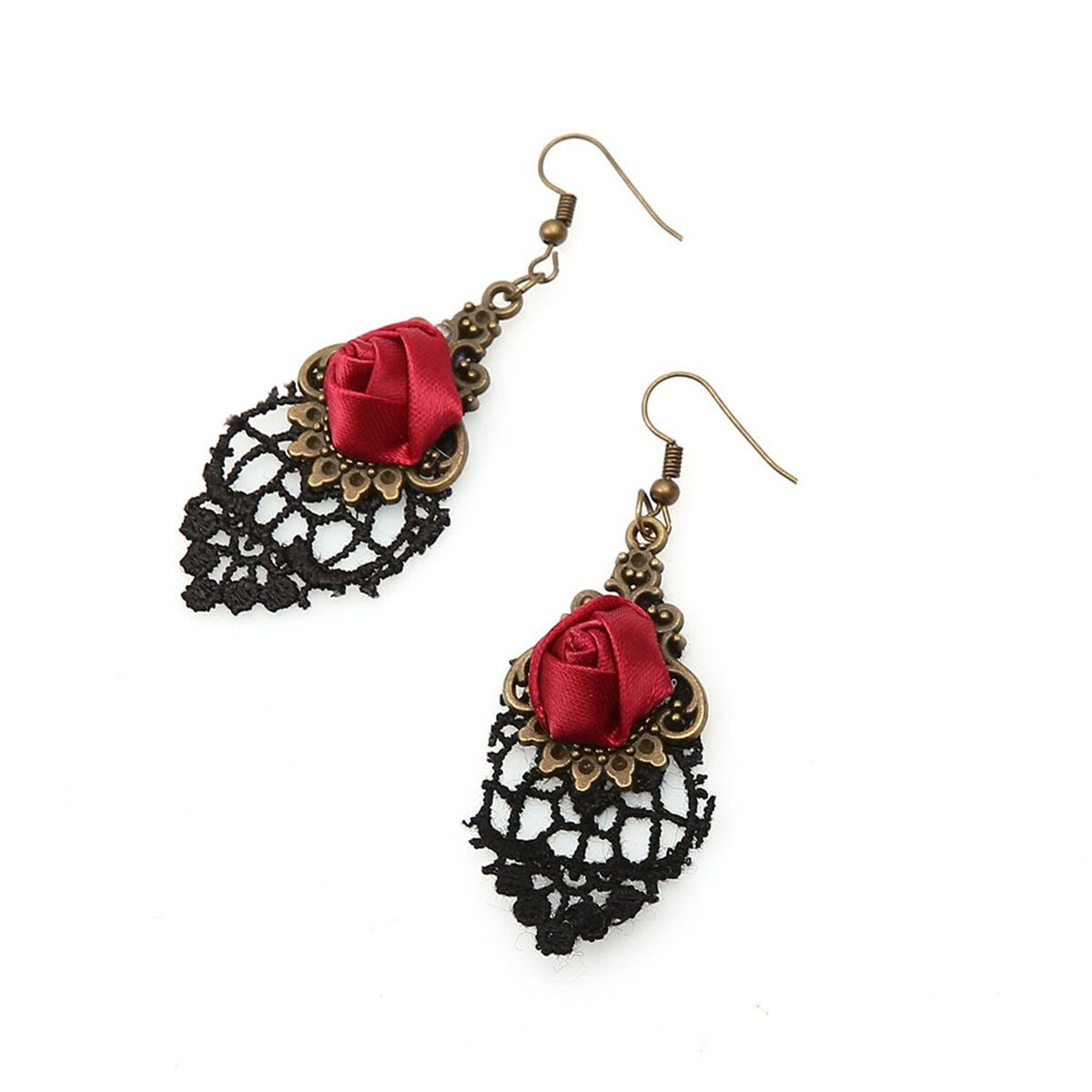 Gifts Black Lace Ear Studs Vampire Dangle Gothic Earrings Rose Jewelry