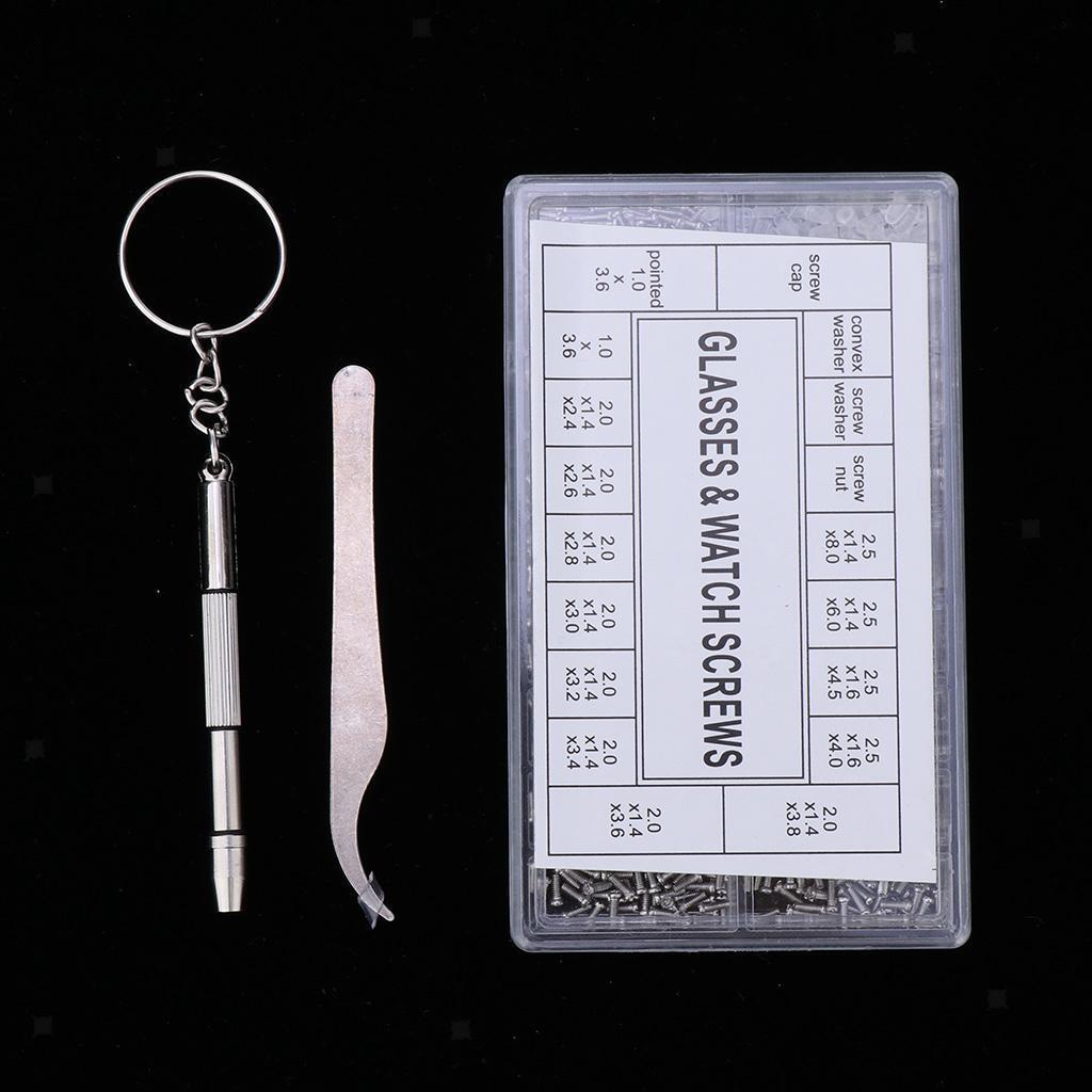 1000pcs Tiny Screws Nut + Screwdriver Watch Glasses Repair Tool Kit